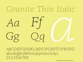 Granite-ThinItalic Version 1.000图片样张