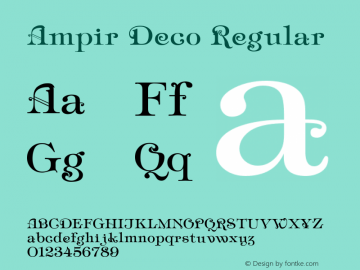 Ampir Deco Regular Version 1.000 2006 initial release Font Sample