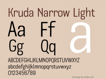 Kruda-NarrowLight Version 1.000;PS 001.000;hotconv 1.0.88;makeotf.lib2.5.64775图片样张