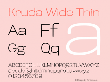 Kruda-WideThin Version 1.000;PS 001.000;hotconv 1.0.88;makeotf.lib2.5.64775图片样张