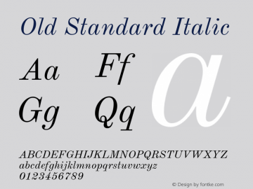 Old Standard Italic Version 0.7 Font Sample