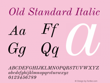 Old Standard Italic Version 1.0 Font Sample