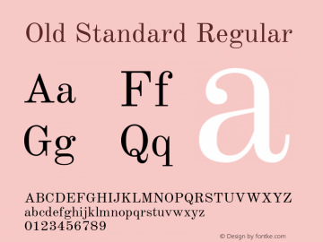 Old Standard Regular Version 1.0 Font Sample