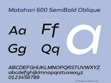 Matahari 600 SemiBold Oblique Version 1.000;YWFTv17图片样张