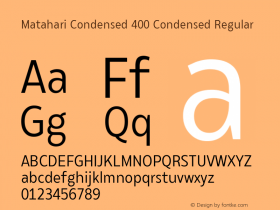 Matahari Condensed 400 Cond Reg Version 1.000;YWFTv17图片样张