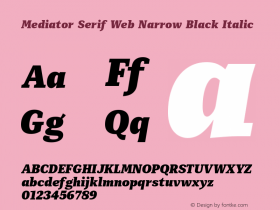 Mediator Serif Web Narrow Black Ital Version 1.0W图片样张