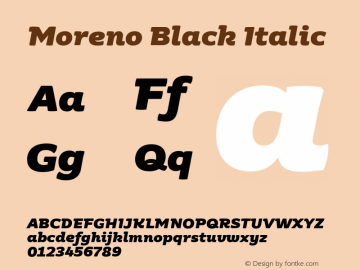 Moreno-BlackItalic Version 1.000图片样张