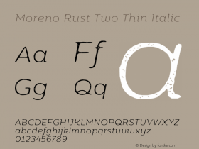 MorenoRustTwo-ThinItalic Version 1.000图片样张