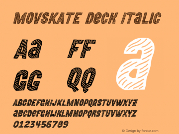 MOVSKATE Deck Italic Version 1.001;PS 001.001;hotconv 1.0.88;makeotf.lib2.5.64775图片样张