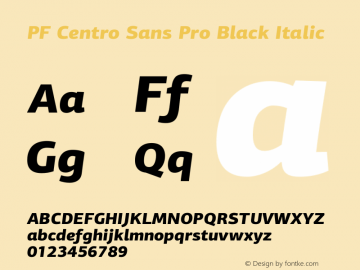 PF Centro Sans Pro Black Italic Version 1.000 2006 initial release; Fonts for Free; vk.com/fontsforfree图片样张