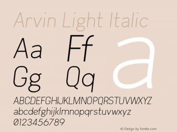 Arvin Light Italic Version 1.00 May 26, 2022, initial release图片样张