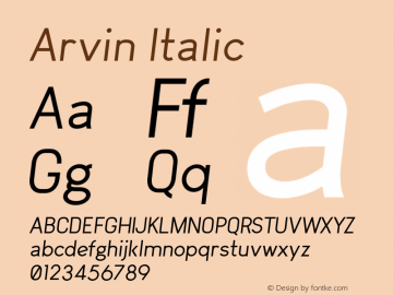 Arvin Italic Version 1.00 May 27, 2022, initial release图片样张