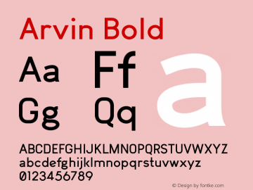 Arvin Bold Version 1.00 May 28, 2022, initial release图片样张