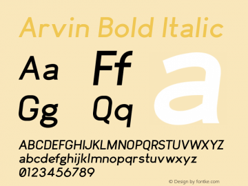 Arvin Bold Italic Version 1.00 May 28, 2022, initial release图片样张