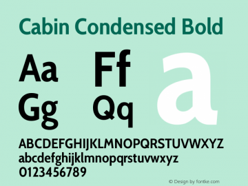 Cabin Condensed Bold Version 3.001图片样张