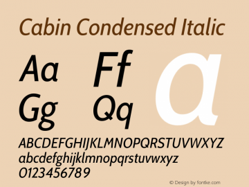 Cabin Condensed Italic Version 3.001图片样张