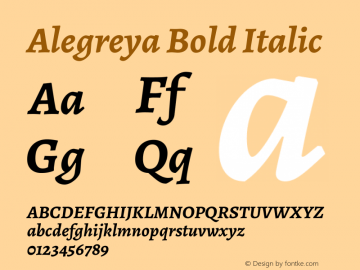 Alegreya Bold Italic Version 2.009图片样张
