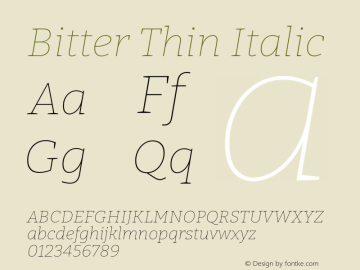Bitter Thin Italic Version 2.002图片样张