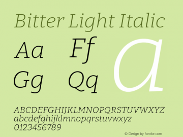 Bitter Light Italic Version 2.002图片样张
