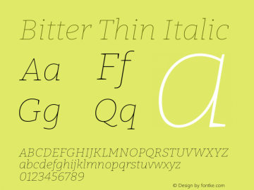 Bitter Thin Italic Version 2.002图片样张