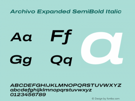 Archivo Expanded SemiBold Italic Version 2.001图片样张