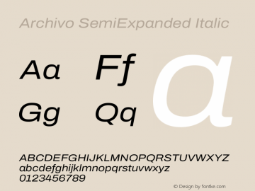 Archivo SemiExpanded Italic Version 2.001图片样张