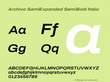 Archivo SemiExpanded SemiBold Italic Version 2.001图片样张