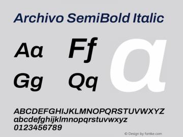 Archivo SemiBold Italic Version 2.001图片样张