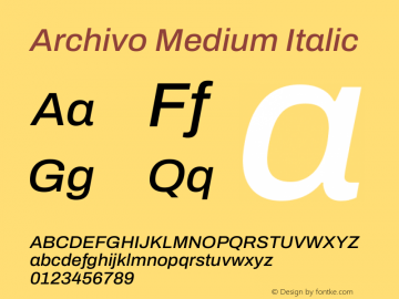 Archivo Medium Italic Version 2.001图片样张