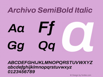 Archivo SemiBold Italic Version 2.001图片样张