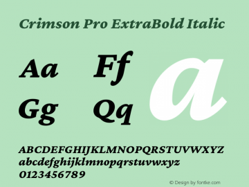 Crimson Pro ExtraBold Italic Version 1.003图片样张
