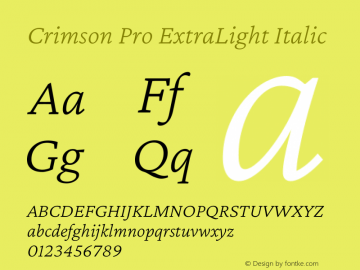 Crimson Pro ExtraLight Italic Version 1.003图片样张