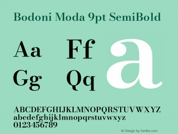 Bodoni Moda 9pt SemiBold Version 2.004图片样张