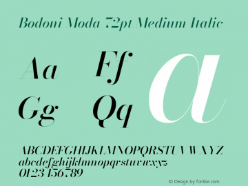 Bodoni Moda 72pt Medium Italic Version 2.004图片样张