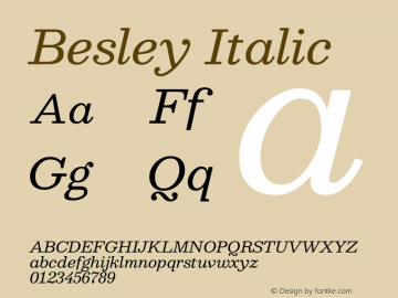 Besley Italic Version 2.001图片样张