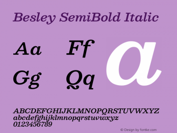 Besley SemiBold Italic Version 2.001图片样张