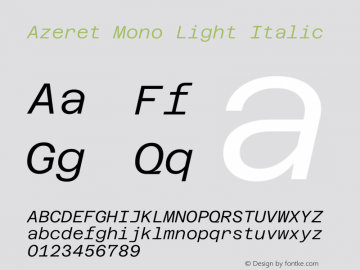 Azeret Mono Light Italic Version 1.002图片样张