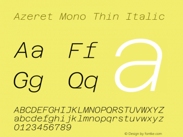 Azeret Mono Thin Italic Version 1.002图片样张
