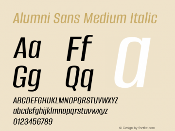 Alumni Sans Medium Italic Version 1.016图片样张