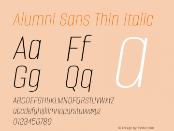 Alumni Sans Thin Italic Version 1.016图片样张