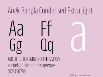 Anek Bangla Condensed ExtraLight Version 1.003图片样张