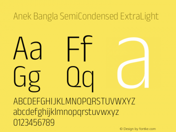 Anek Bangla SemiCondensed ExtraLight Version 1.003图片样张