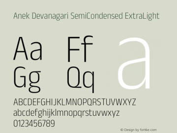 Anek Devanagari SemiCondensed ExtraLight Version 1.003图片样张