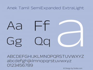 Anek Tamil SemiExpanded ExtraLight Version 1.003图片样张