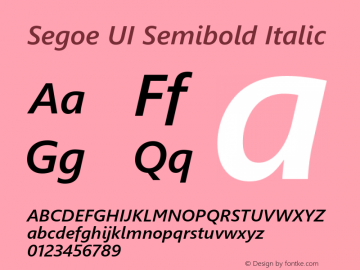 Segoe UI Semibold Italic Version 6.000图片样张