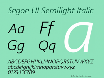 Segoe UI Semilight Italic Version 6.000图片样张