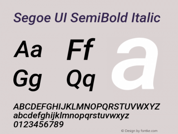 Segoe UI SemiBold Italic Version 2.138;June 27, 2022;FontCreator 13.0.0.2627 64-bit图片样张