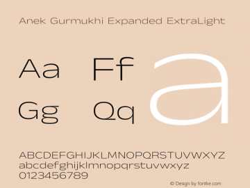 Anek Gurmukhi Expanded ExtraLight Version 1.003图片样张
