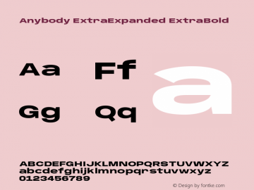 Anybody ExtraExpanded ExtraBold Version 1.111图片样张