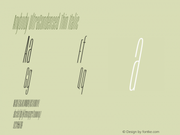 Anybody UltraCondensed Thin Italic Version 1.111图片样张